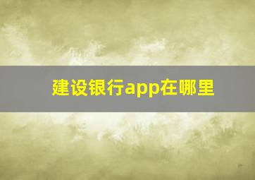 建设银行app在哪里