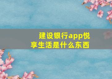 建设银行app悦享生活是什么东西