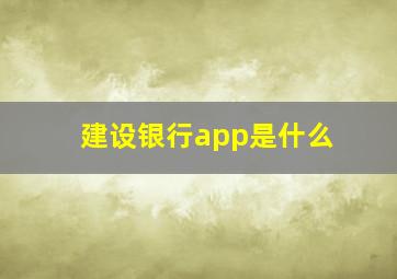 建设银行app是什么