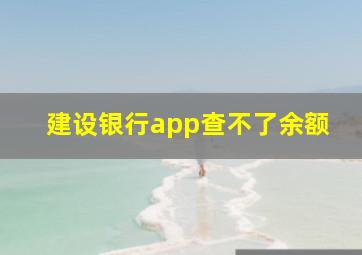 建设银行app查不了余额