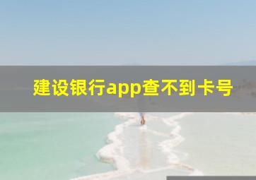 建设银行app查不到卡号