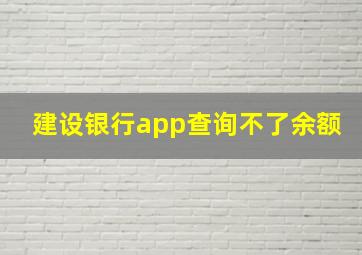 建设银行app查询不了余额