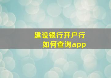 建设银行开户行如何查询app