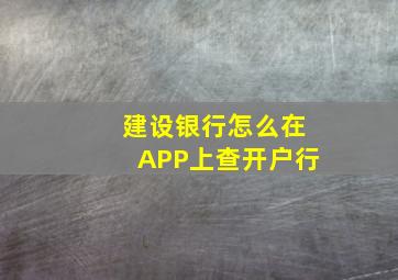 建设银行怎么在APP上查开户行