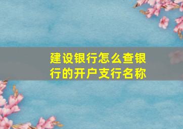 建设银行怎么查银行的开户支行名称