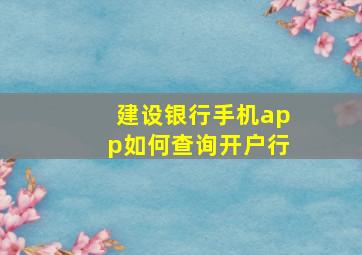 建设银行手机app如何查询开户行