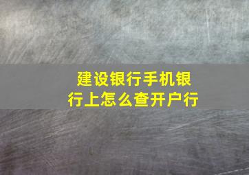 建设银行手机银行上怎么查开户行