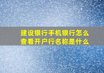 建设银行手机银行怎么查看开户行名称是什么