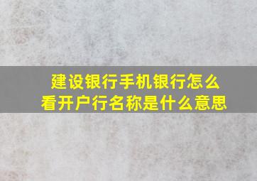 建设银行手机银行怎么看开户行名称是什么意思