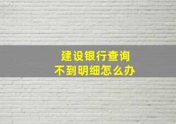 建设银行查询不到明细怎么办