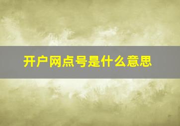 开户网点号是什么意思