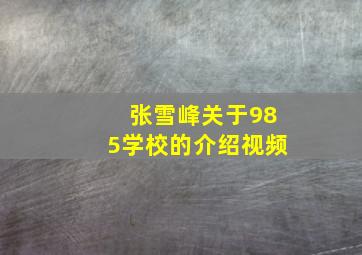 张雪峰关于985学校的介绍视频