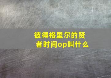 彼得格里尔的贤者时间op叫什么