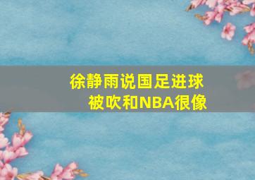 徐静雨说国足进球被吹和NBA很像