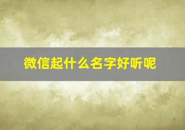 微信起什么名字好听呢