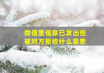 微信里信息已发出但被对方拒收什么意思