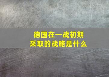 德国在一战初期采取的战略是什么