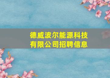 德威波尔能源科技有限公司招聘信息