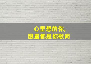 心里想的你,眼里都是你歌词