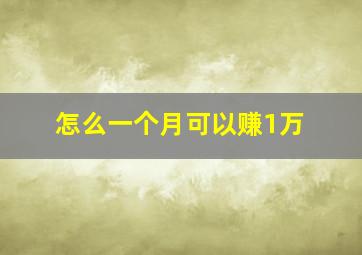 怎么一个月可以赚1万