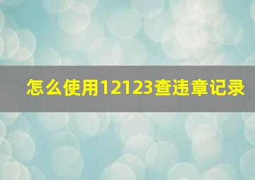 怎么使用12123查违章记录