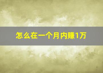 怎么在一个月内赚1万