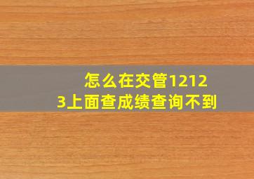 怎么在交管12123上面查成绩查询不到