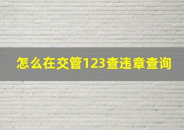 怎么在交管123查违章查询