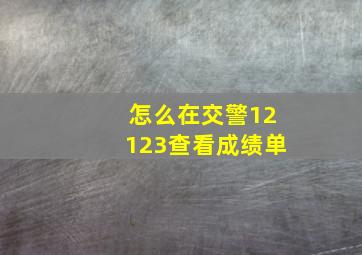 怎么在交警12123查看成绩单