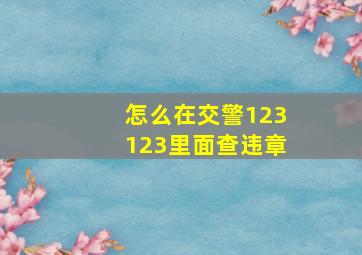 怎么在交警123123里面查违章