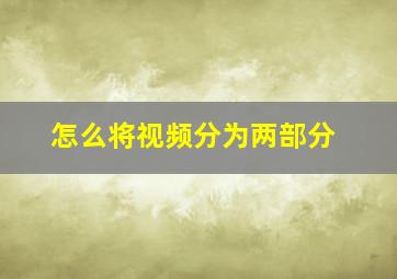 怎么将视频分为两部分