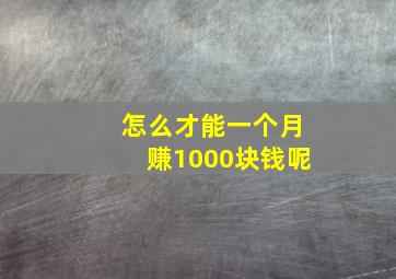 怎么才能一个月赚1000块钱呢