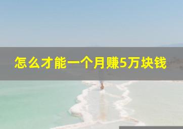 怎么才能一个月赚5万块钱