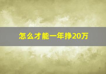 怎么才能一年挣20万