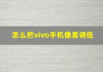 怎么把vivo手机像素调低