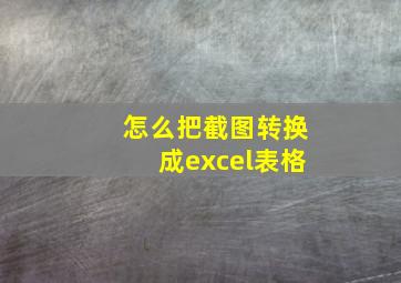 怎么把截图转换成excel表格