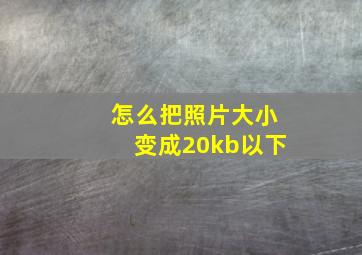 怎么把照片大小变成20kb以下