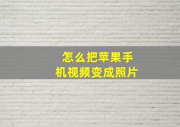 怎么把苹果手机视频变成照片