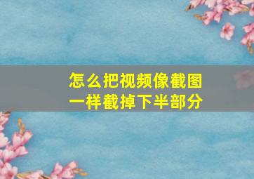 怎么把视频像截图一样截掉下半部分