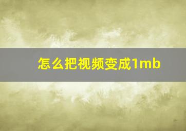 怎么把视频变成1mb