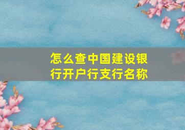 怎么查中国建设银行开户行支行名称