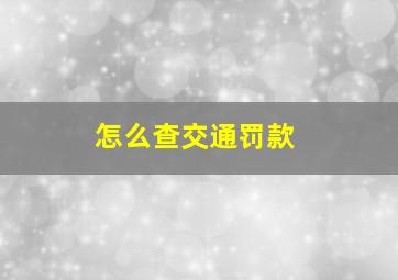 怎么查交通罚款