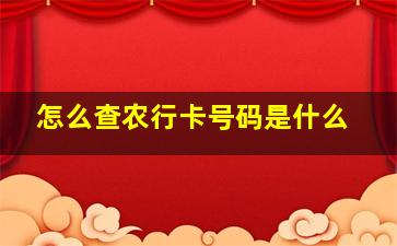 怎么查农行卡号码是什么