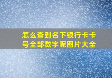 怎么查到名下银行卡卡号全部数字呢图片大全