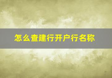 怎么查建行开户行名称