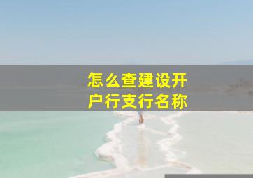 怎么查建设开户行支行名称