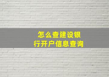 怎么查建设银行开户信息查询