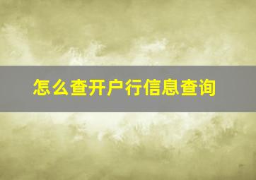 怎么查开户行信息查询