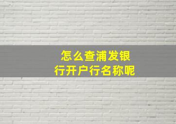 怎么查浦发银行开户行名称呢