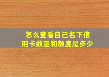 怎么查看自己名下信用卡数量和额度是多少